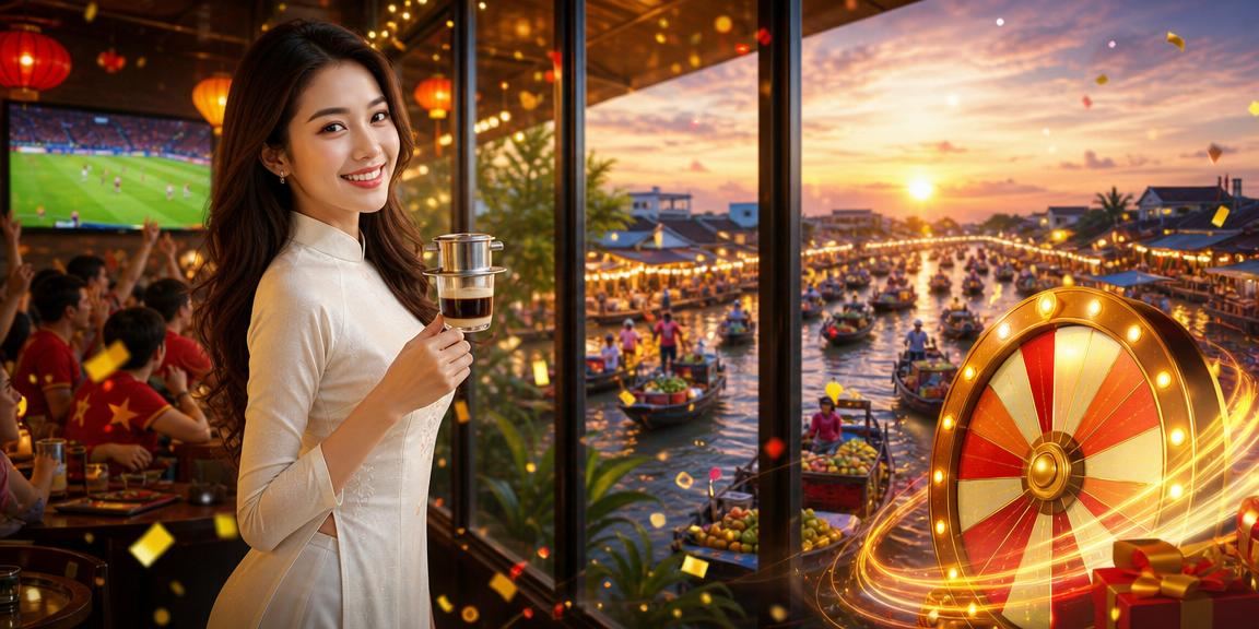 Bàn roulette trong quán cà phê Hội An gợi chủ đề casino mùa khuyến mãi